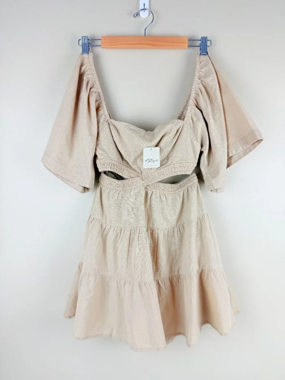 NWT Free People Cross Of Sunlight Cutout Smocked Mini Dress Size XS